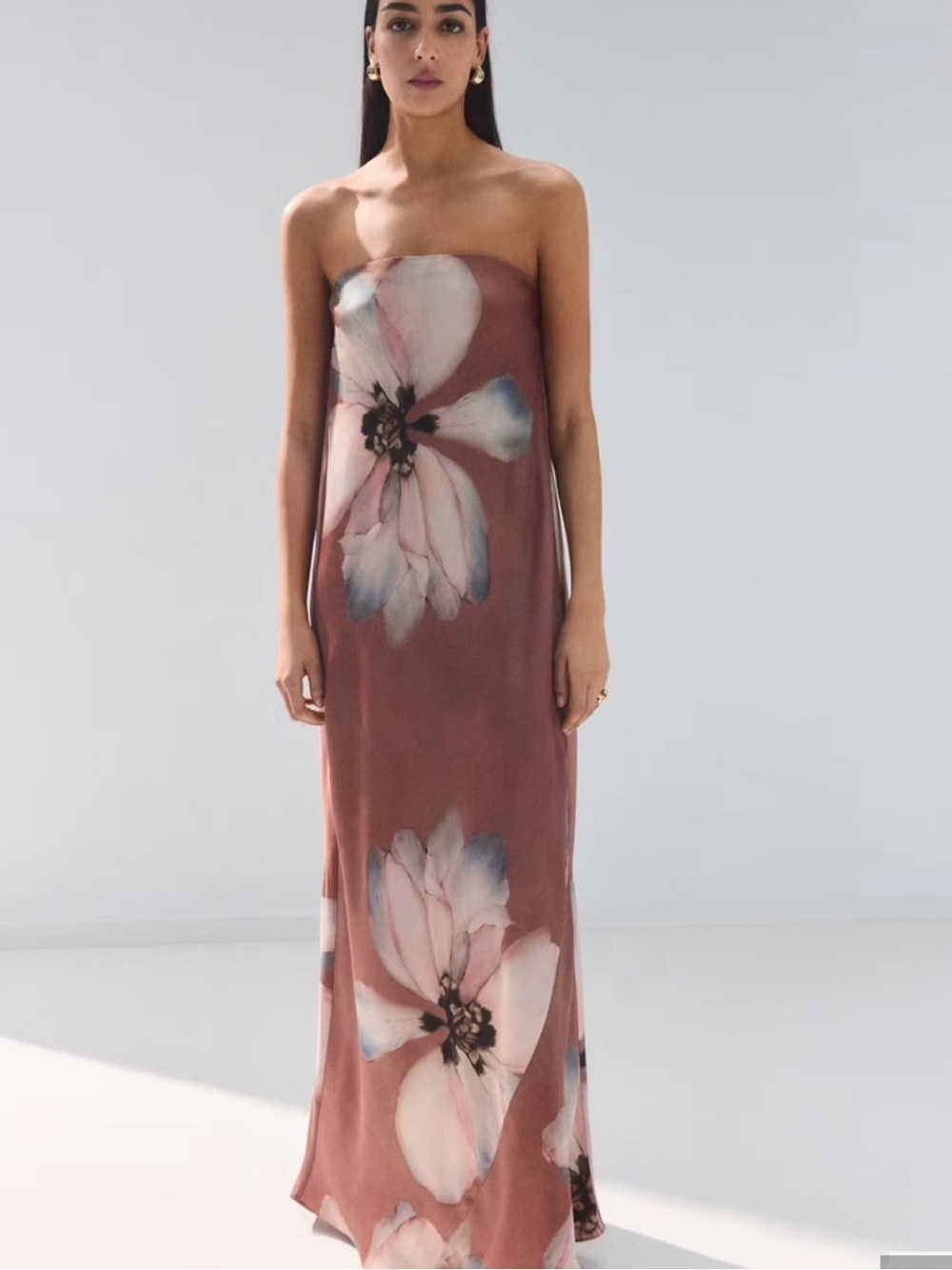 Mango STRAPLESS FLORAL DRESS - Picture 1 of 3